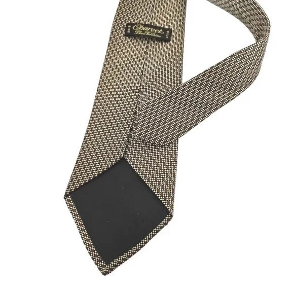 CHARVET Gold/Brown Geometric Silk Tie FRANCE 61/ 4 EC